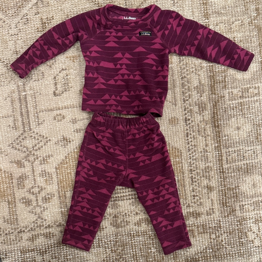 L.L. Bean Long John’s Set - Maroon Geometric